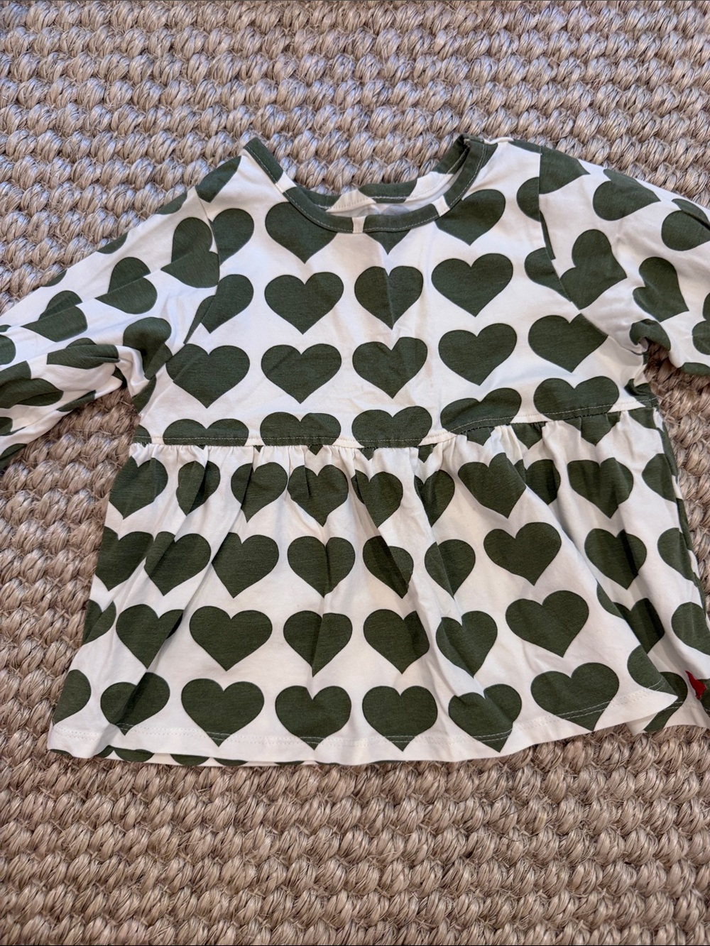 Pink Chicken Olive Heart Peplum Long Sleeve Top